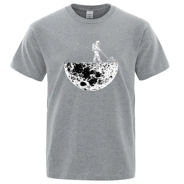 Camiseta de astronautas con diseño creativo de deshierbe en la Luna para hombre, camisa transpirable de moda, ropa creativa, camiseta de gran tamaño - 1