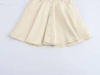 YENKYE 2025 Vestido corto Beige con vuelo para mujer, bolsillos frontales con parches, cuello de solapa, corte en A, Vestidos de verano informales para oficina - details 9