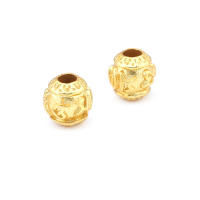 Cuentas de ojo de libélula de latón de Color dorado de 18K con patrón, cuentas espaciadoras de barril de bola redonda, fabricación de joyería, accesorios de pulseras Diy - details 11