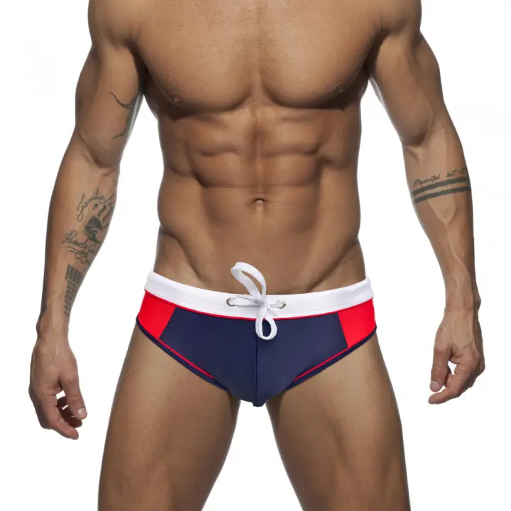Jessborn calzoncillos de natación para hombre, bañador profesional de cintura baja con bloqueo de color a la moda, entrenamiento de primavera caliente en la playa - 1