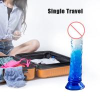 Consolador realista Crystal Jelly Consoladores Succión Pene Empuje Punto G Vagina Estimulador anal Ventosa Pene Empuje Vagina Anal Butt Plug Masturbador Adultos Juguetes sexuales para parejas - details 8