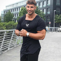 Men Gym Fitness Slim Fit Shirt Summer Absorb Sweat Breathable Cotton Short Sleeve T-Shirt Casual Fashion Square Collar Hole Tops - details 11