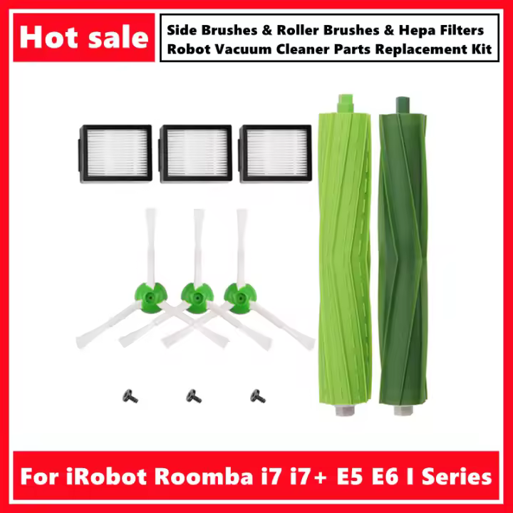 Cepillos laterales, cepillos de rodillo y filtros Hepa para iRobot Roomba i7 i7 + E5 E6 I Series Robot aspirador piezas - 1