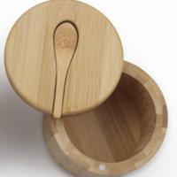 Caja de condimentos de bambú con cuchara, cubierta giratoria, olla de condimentos de bambú, succión magnética, caja de sal de celda única - details 3