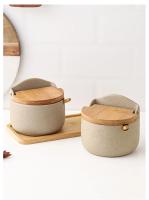 Tarro de Cerámica Japonesa para Especias, Tarro de Bambú para Especias con Tapa y Cuchara, Cocina, Caja para Almacenar Azúcar, Sal y Especias, Recipientes de Cocina para el Hogar, Tarro para Almacenar Especias - details 7