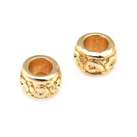Cuentas de ojo de libélula de latón de Color dorado de 18K con patrón, cuentas espaciadoras de barril de bola redonda, fabricación de joyería, accesorios de pulseras Diy - details 29