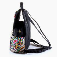 Mochila de lona bordada artística Vintage para mujer, mochila bordada Floral hecha a mano, Bolsa Escolar, bolsas de viaje de mezclilla - details 6