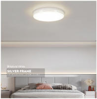 Lámpara de techo Led redonda con marco plateado, iluminación de brillo blanco Natural, 24W, 36W, 48W, luces de techo para decoración de dormitorio y sala de estar - details 17