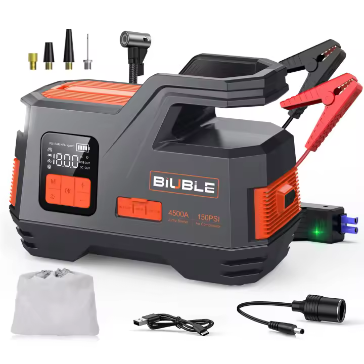 Arrancador de batería de coche, bomba de aire de 150PSI, 26800mAh, corriente máxima, 4250A, compresor de aire para neumáticos - 1