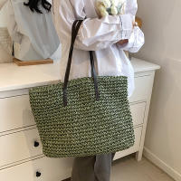 Bolso de playa de verano para mujer bolso de ratán tejido hecho a mano paja de gran capacidad bolso de hombro de cuero para mujer nuevo bohemio - details 12