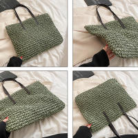 Bolso de playa de verano para mujer bolso de ratán tejido hecho a mano paja de gran capacidad bolso de hombro de cuero para mujer nuevo bohemio - details 26