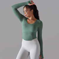 Camiseta de Yoga Sin Costuras para Mujer Deporte Top Largo Manga Larga Ropa de Gimnasio Camiseta de Correr para Entrenamiento Activo Vestimenta Ajustada Material Exterior Poliéster Temporada Primavera/Verano - details 10