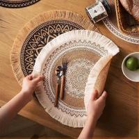 Manta de Mesa de Juta Antideslizante Accesorio de Decoración de Comedor para Cena de Fiesta - details 3