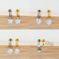 Pendientes de titanio G23 para cartílago, aretes con forma de estrella, corazón, CZ, 16G, circonita roscada interna, joyería para Piercing de Tragus de oreja, 1 unidad - details 1