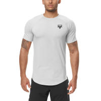 Camiseta de Fitness de Verano para Hombres Manga Raglan de Cuero Elástico Patrón Sencillo - details 5