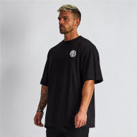 Men's Summer Loose Oversize Cotton Breathable Short Sleeve T-shirt Fashion Casual Trend Shirt Crew Neck Solid Color Print Shirts - details 3