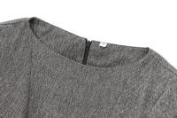 Gray Wide Swing Short Dress For Women O Neck Short Sleeve Pleated Mini Dress Female Autumn Casual Vestidos - details 3