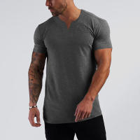 Summer Men's V-Neck Cotton Slim Fitting Short Sleeve Fitness Soft and Breathable T-shirt Solid Colors Available - details 7