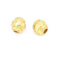 Cuentas de ojo de libélula de latón de Color dorado de 18K con patrón, cuentas espaciadoras de barril de bola redonda, fabricación de joyería, accesorios de pulseras Diy - details 12