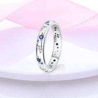Anillo de Cristal Celestial Azul Brillante Luna Sol Estrella para Mujer Elegante - details 3