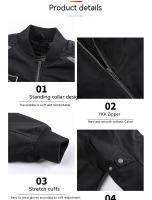 LYSCHY Chaqueta de motocicleta para las cuatro estaciones, forro interior extraíble, chaqueta de béisbol Vintage a prueba de viento para hombre, Tops informales para motocicleta - details 8