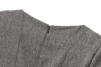 Gray Wide Swing Short Dress For Women O Neck Short Sleeve Pleated Mini Dress Female Autumn Casual Vestidos - details 8