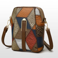 Bolso de Mujer de Cuero PU Bolso de Hombro de Múltiples Cremalleras Bolso Pequeño para Móvil de Piel de Vaca Suave Bolso Cruzado con Color Tejido - details 11