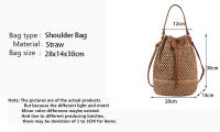 Bolso de Verano para Mujeres Bolso de Hombro de Paja Bolsa Top Mate de Ratán Bolso de Mano Casual de Raffia Crochet Bolso de Playa - details 0