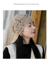 Popular hermosa mujer verano algodón crochet Slouchy Beanie sombrero hecho a mano recorte de punto verano Floral calavera gorra - details 17