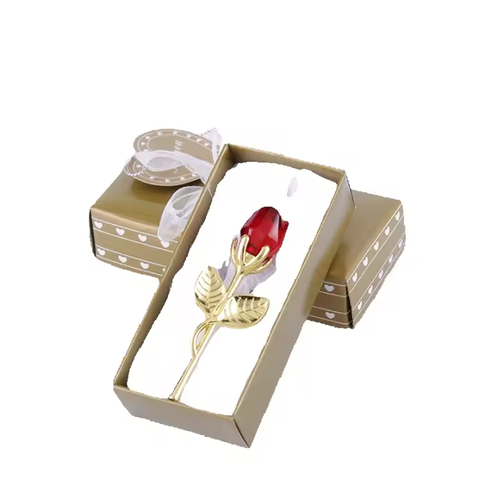 Regalo creativo europeo, varilla de Metal, rosa de cristal, decoración artesanal, regalo de flor simulada para el Día de San Valentín - 1
