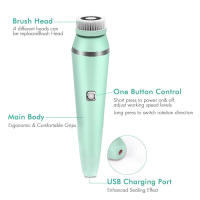 4 in 1 Electric Facial Cleansing Brush Sonic Waterproof Rotate Rechargeable Face Cleaning Tool Pore Cleaner Facial Skin Machine - details 6