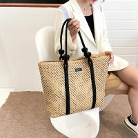 Bolso de mano tejido de paja para mujer, bolsa de playa elegante, informal, con asa superior, a la moda - details 8