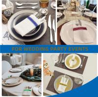 Servilletas de tacto de lino con línea dorada, 50 Uds., con bolsillo para cubiertos incorporado, toallas de papel desechables predobladas para invitados para fiesta de boda - details 4