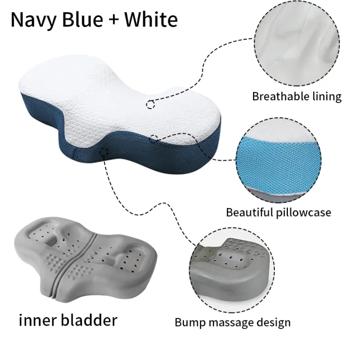 Almohada de Espuma con Memoria para Protección de Cuello y Apoyo de Cabeza en Forma de Arco NUBECOM Material de Poliéster y Algodón Relajación Saludable para el Cuello - 1