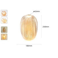 Reemplazo de pantalla de lámpara de vidrio Vintage E27, patrón de linterna de piña de diamante, cubierta de vidrio amarillo para iluminación colgante de arte, 42mm, E26 - details 23