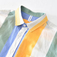 Camisa de cáñamo informal de moda con cuello vuelto de lino - details 13