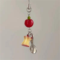 Bonito colgante 3D de pastel de fresa y galleta para teléfono, correa, accesorios encantadores, cordón para llavero para iPhone, bolsa para cámara, joyería para niñas - details 4