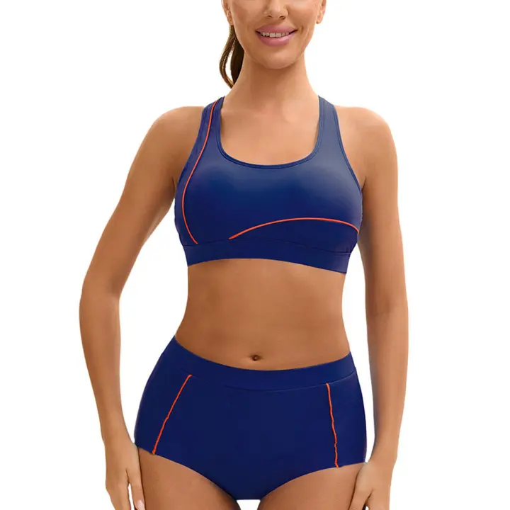 Traje de baño de dos piezas para mujer Conjuntos de bikini de cintura alta Control de barriga con parte inferior de pantalones cortos - 1