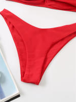 Bikini con Push-Up para mujer, traje de baño liso con tirantes, bañador Sexy con Tanga, ropa de playa para verano, 2024 - details 18