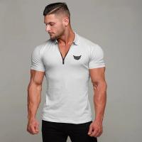 European and American style Fashion Zip Print Polo Tees Mens Cotton Slim Polo Shirts with Short Sleeve Fitness Polo T-Shirt - details 12