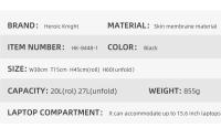Heroic Knight-mochila enrollable impermeable para hombre y mujer, morral de viaje expandible con carga USB, bolso para portátil de gran capacidad - details 15