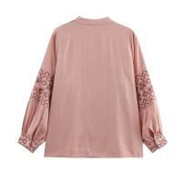 2025 mujeres botón frontal cuello en V manga larga bordado camisa Casual primavera blusa ropa de calle Blusas Mujer - details 1