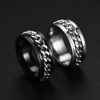 Anillo giratorio de 8mm a la moda para hombres y mujeres cadena cubana de acero inoxidable Spinner banda antiestrés anillos de ansiedad regalos de joyería - details 10