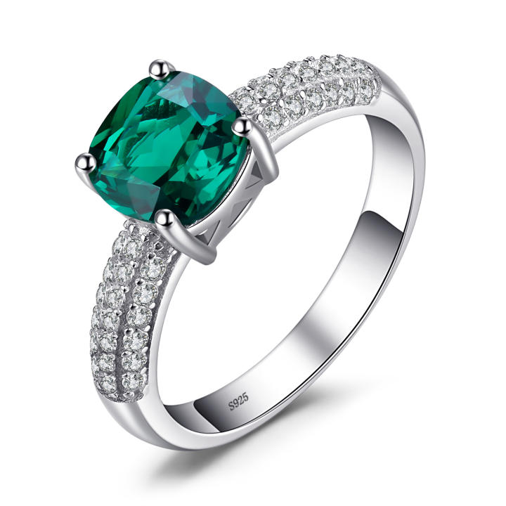 JewelryPalace-anillo solitario de Plata de Ley 925 de Rubí, Nano esmeralda de imitación verde, para mujer