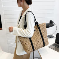 Bolso de mano tejido de paja para mujer, bolsa de playa elegante, informal, con asa superior, a la moda - details 6