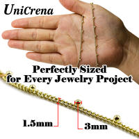 Cadena de Cuentas de Bola de Oro UniCrena KC Cadena Decorativa Hipoalergénica para Joyería Artesanal Cadena Larga de Cobre Electroplateado - details 1