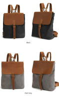 Mochila de viaje femenina retro de cuero de caballo loco estilo vintage con diseño de hombreras bolso de hombro de lona para mujeres - details 2