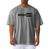 New Men Oversized T-shirt Gym Fitness Loose Comfortable T Shirt Summer Breathable Short Sleeves Mesh Quick Dry Workout Shirts - details 4