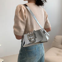 Bolso de mano de diseño de lujo para mujer, bolsa de hombro de marca con axila láser, plata, elegante, Asa superior, bolso de compras - details 5
