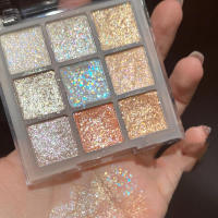 Paleta de Sombras de Ojos Brillantes de 9 Colores Destacado de Tónico Frio Champán Pink Pearly - details 6